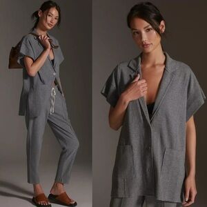 Anthropologie Daily Practice Gray Ebert Blazer Jacket Oversized Minimalist Small